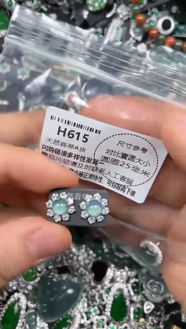 颈饰未镶嵌翡翠H615耳钉