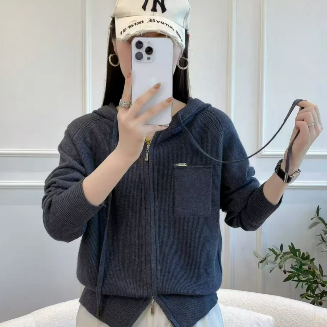 【运费补贴】双拉链针织衫开衫毛衣2025秋季新款休闲百搭14139薇薇