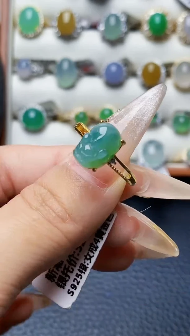 银S925镶嵌戒指翡翠3207