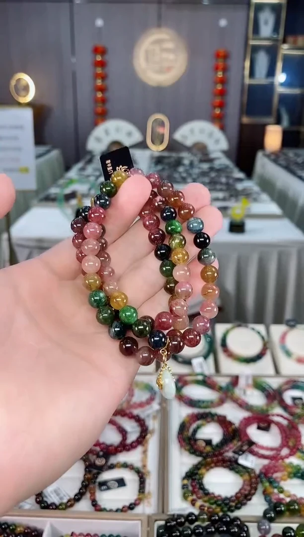 未镶嵌老矿色标碧玺三圈手串7mm+碧玺xion多样性发一条