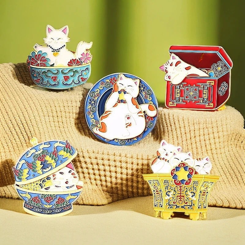 【万点文创】繁花宫猫古韵冰箱贴/WD0080