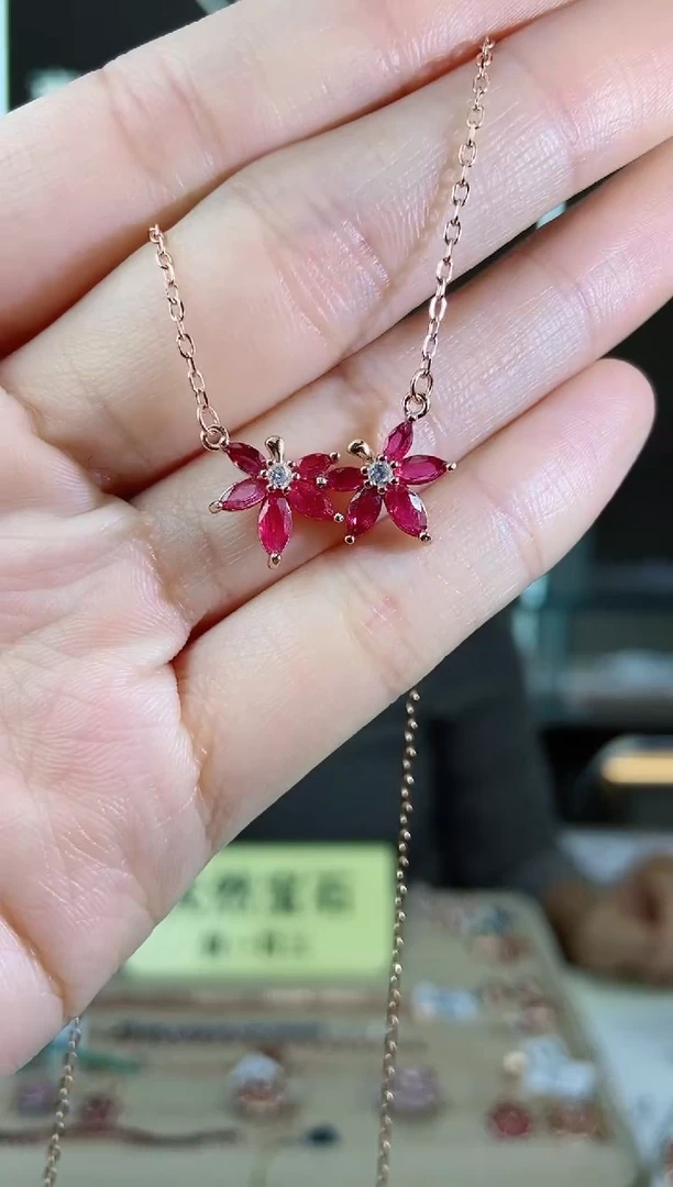 【闪购商品】红宝石颈饰银S925镶嵌颈饰