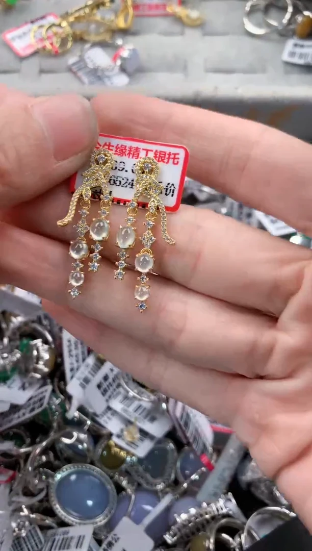 银S925镶嵌戒指翡翠6---7