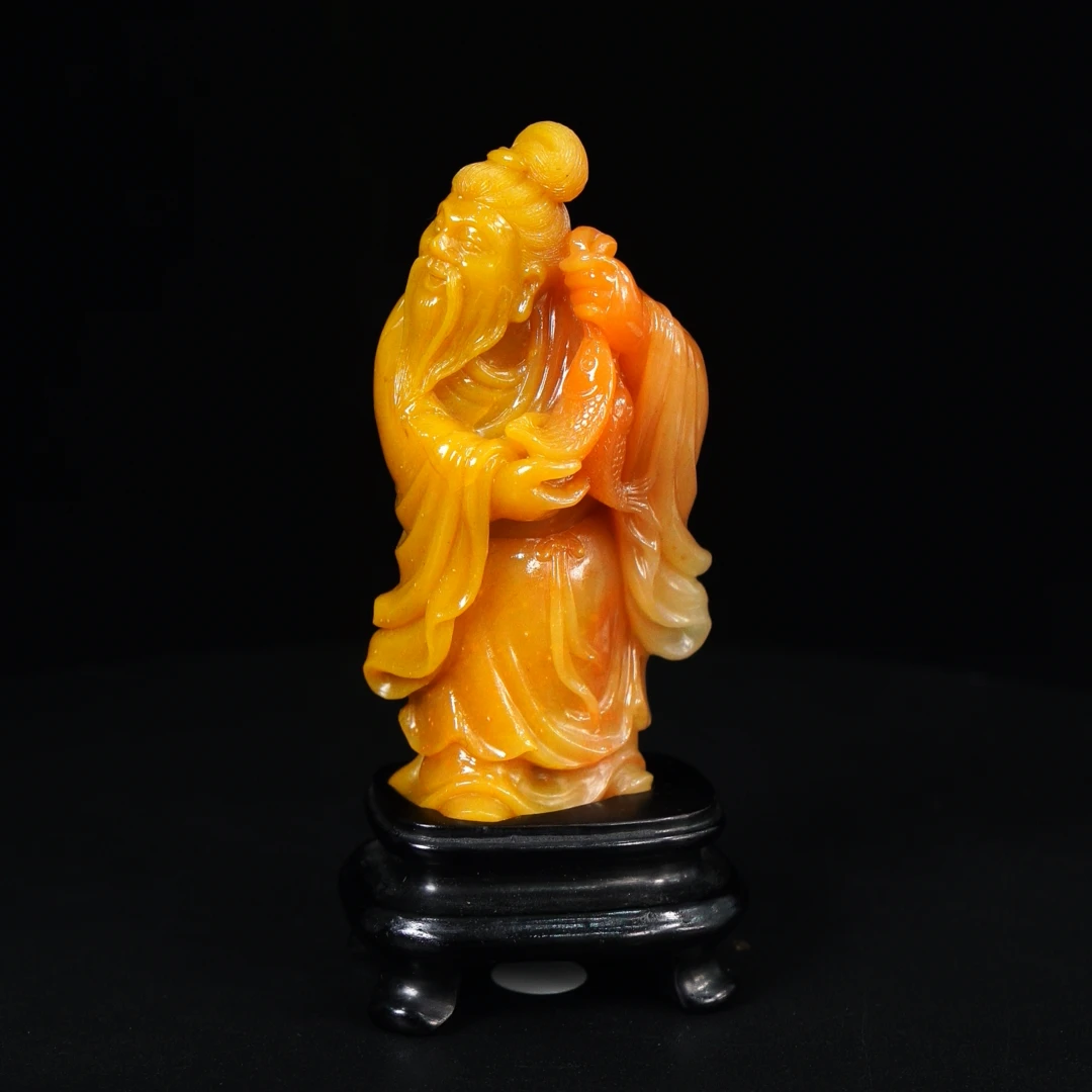 19寿山石李红善伯渔翁摆件118.5克8.8x4.7x2.6