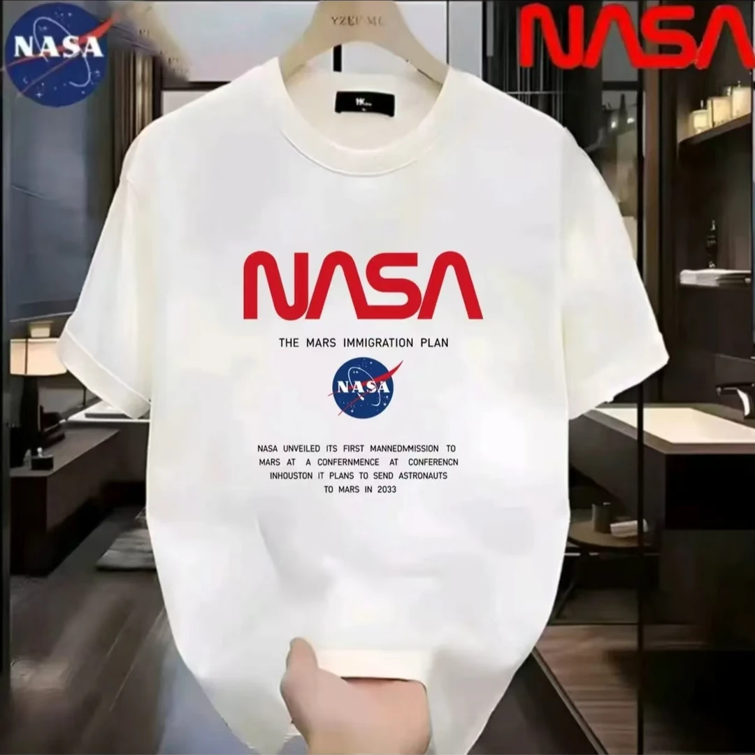 NASA联名纯棉夏季圆领短袖T恤微宽松时尚男女同款休闲百搭09