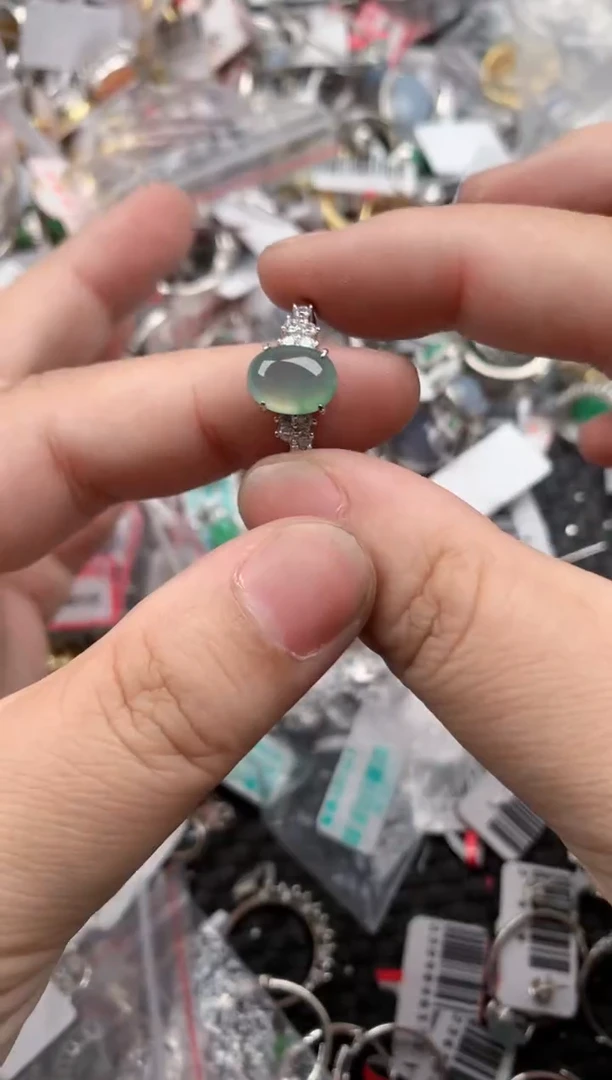银S925镶嵌戒指翡翠888   4
