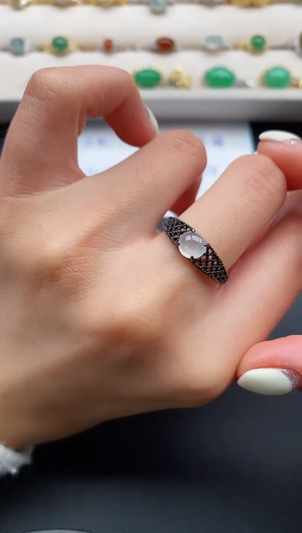 银S925镶嵌戒指翡翠5555555+7