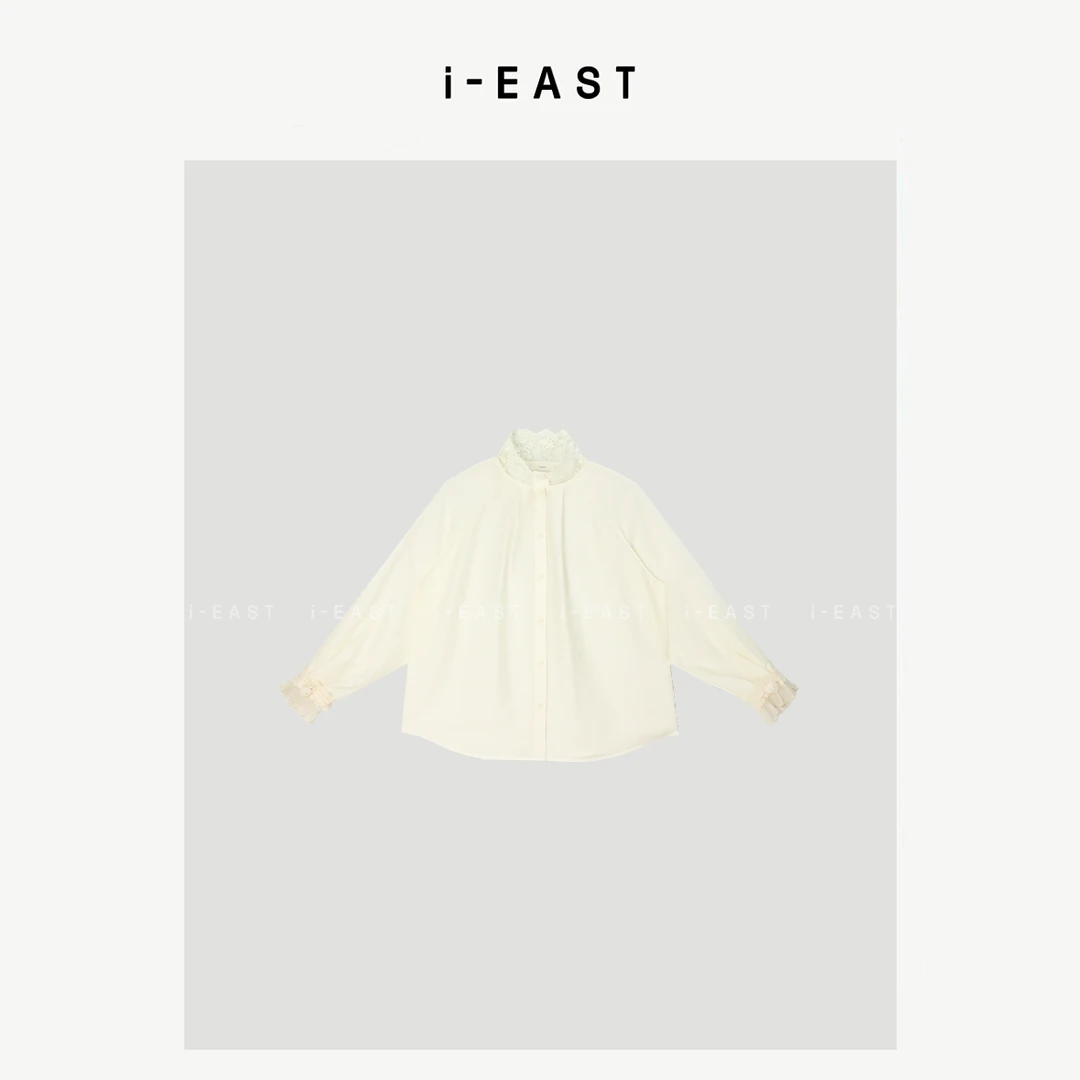 i-EAST 朵娜狂想曲~钩花领口设计感衬衫上衣-5C H25C82