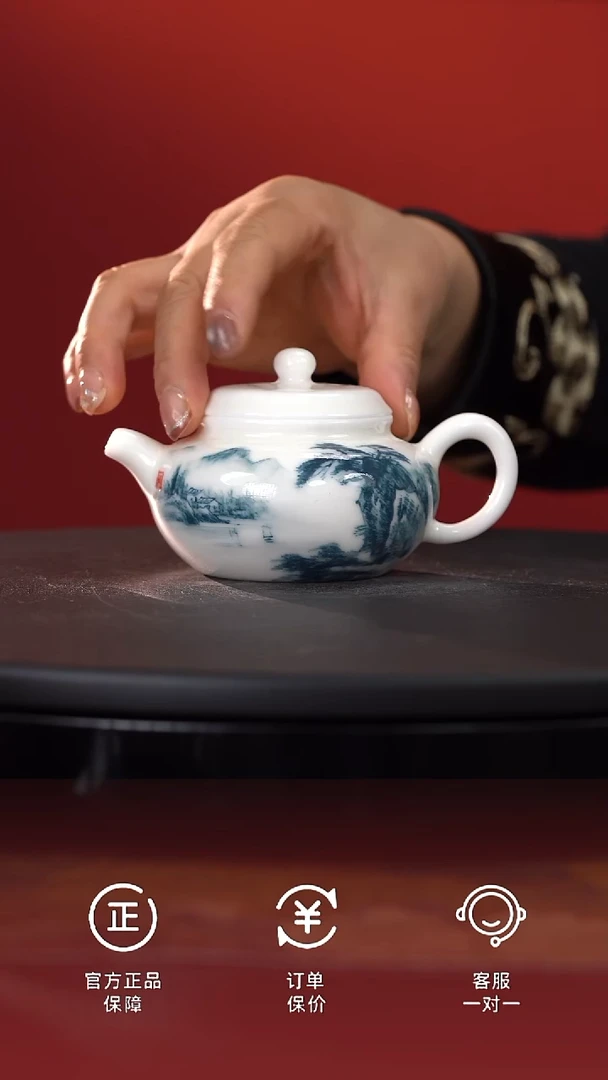 茶具猪油白山水仿古壶