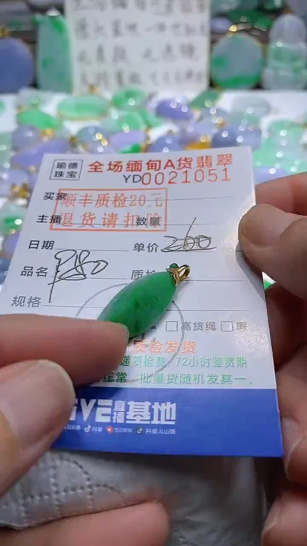 吊坠(不含链)18K金镶嵌翡翠随型