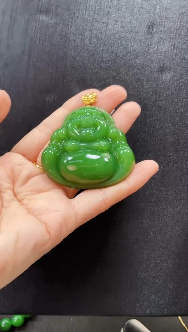 和田玉18K金镶嵌吊坠(赠链)多样性发一