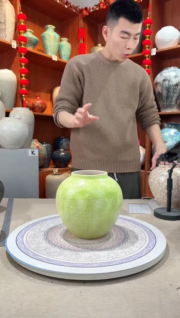 【闪购商品】瓶陶瓷花瓶 无花 苹果绿小号