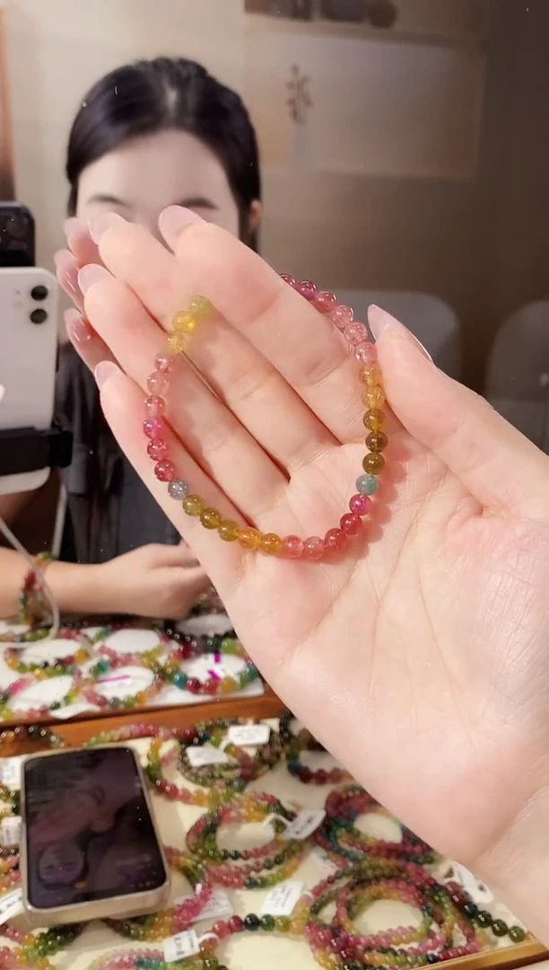 未镶嵌手链碧玺单圈颜色微差