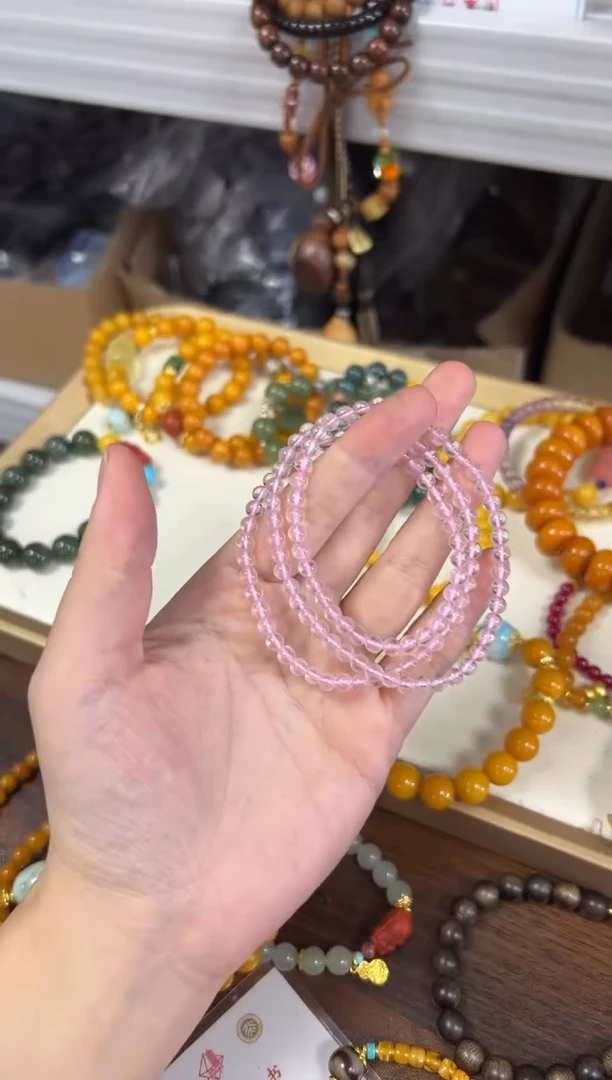 水晶手链未镶嵌六芒星水晶小米珠多圈[3534]