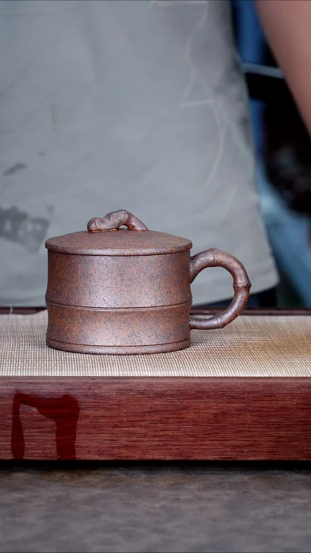 茶壶紫砂柴烧小竹节杯@@GB01338