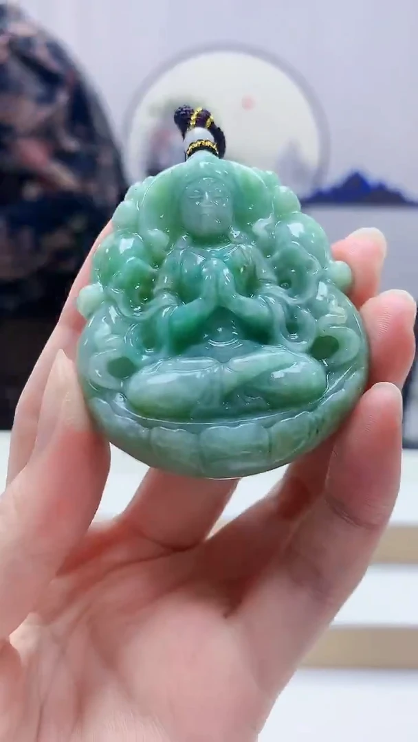 未镶嵌定制翡翠5159zm-毛货挂件75观音