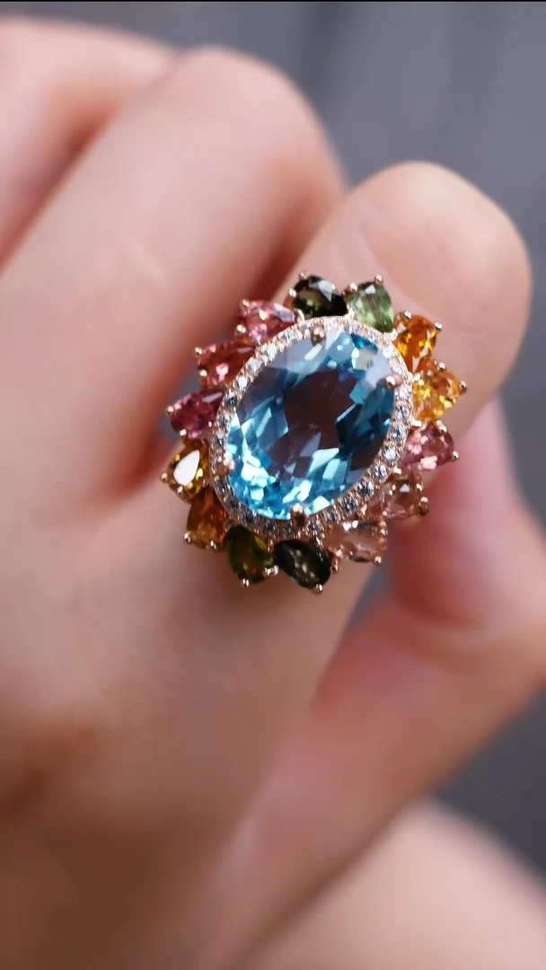 银S925镶嵌手饰托帕石手饰