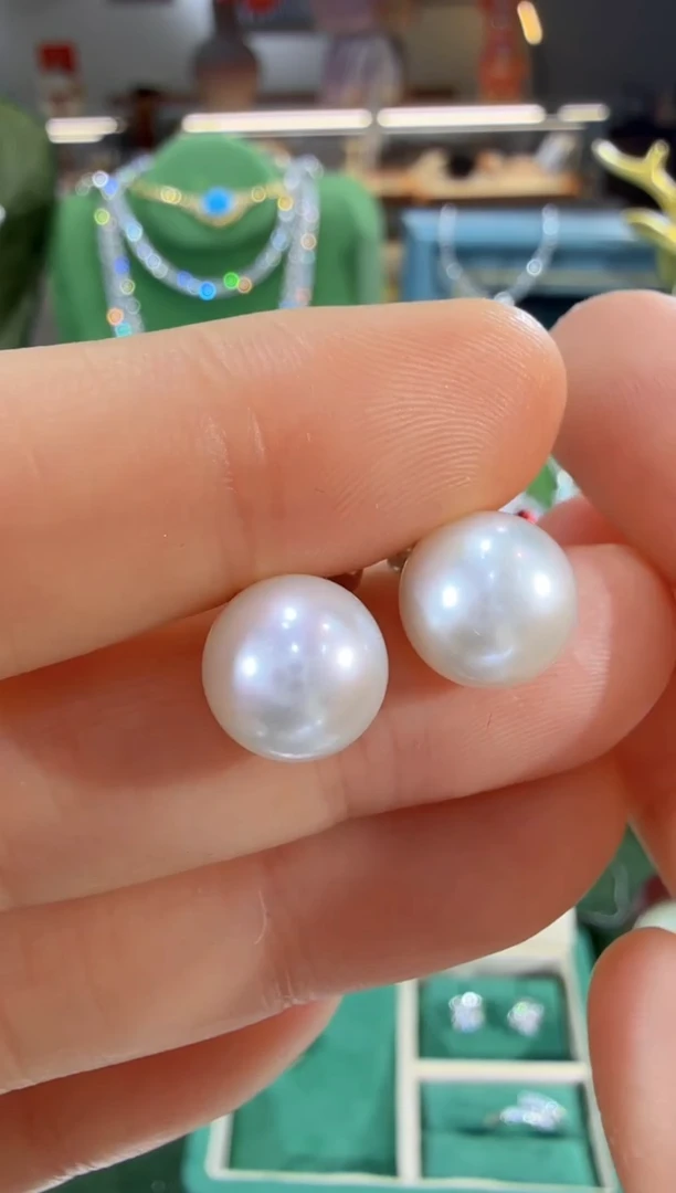 银S925镶嵌耳饰淡水珍珠耳饰