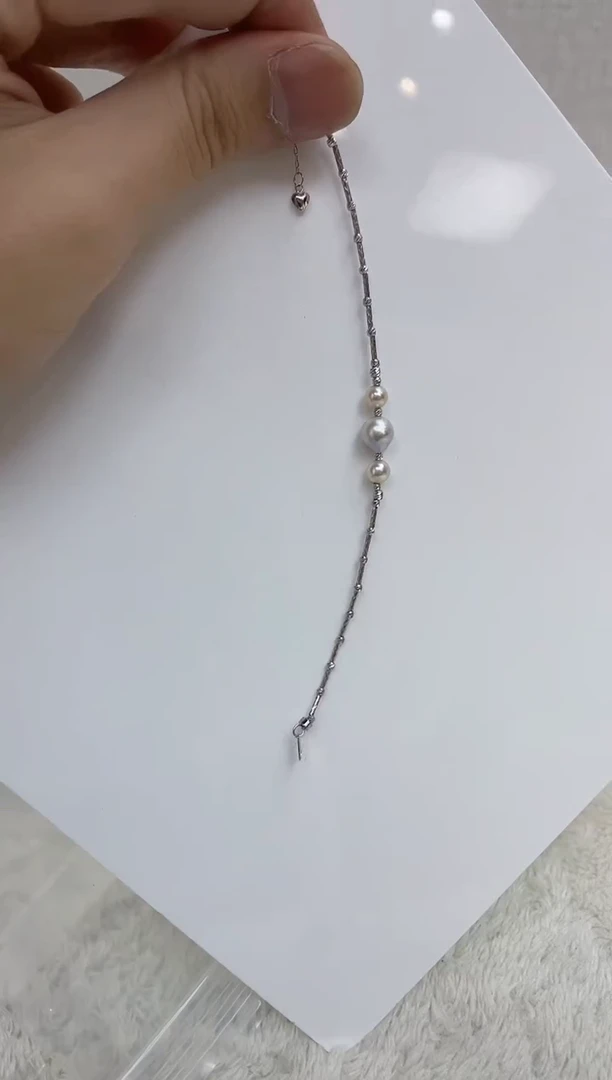 银S925镶嵌海水珍珠手链
