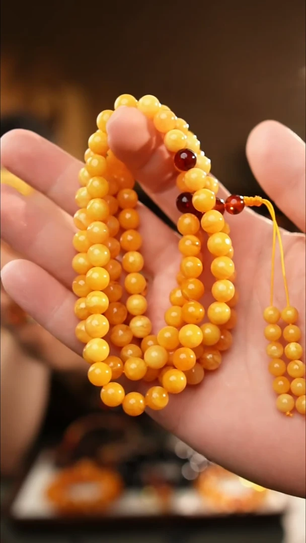琥珀颈饰未镶嵌7+蜜蜡108