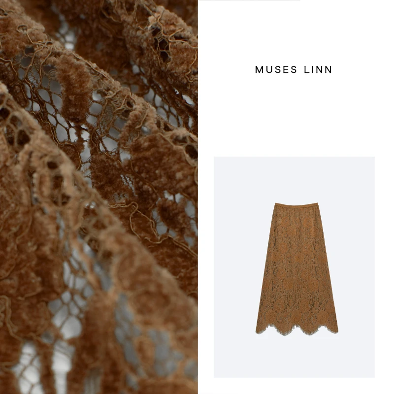 LINN【绒感】秋季上新绒感提花蕾丝半身裙X2BQ420