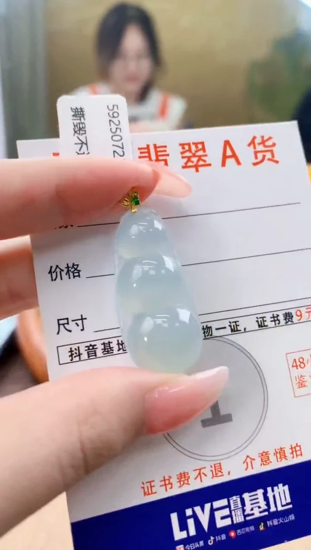 颈饰18K金镶嵌翡翠天然A货翡翠挂件