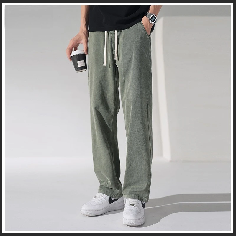 牛仔裤男士秋季冰丝薄款美式高街宽松直筒休闲阔腿长裤