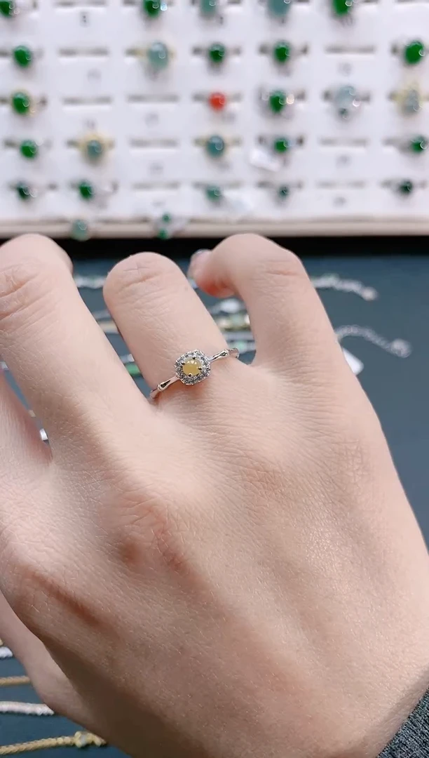 【闪购商品】翡翠戒指银S925镶嵌天然翡翠