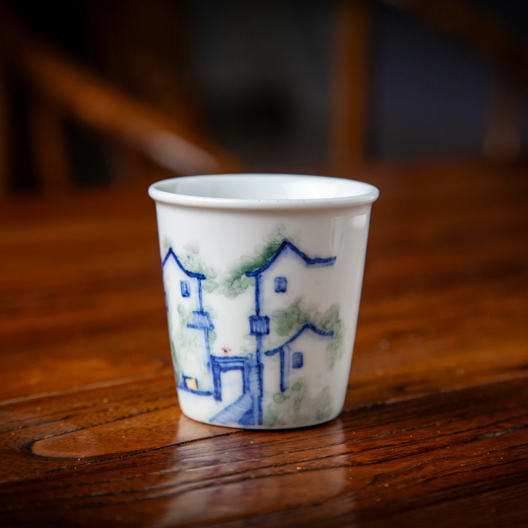 复古釉下彩手绘家用功夫茶具陶瓷品茗单杯