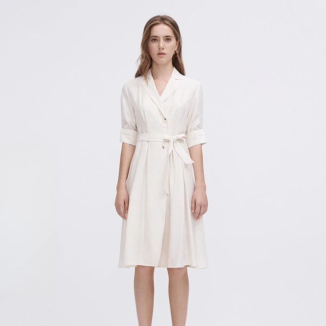 【粉丝专享】ELLASSAY腰部收褶西装连衣裙女EWE342Y05300