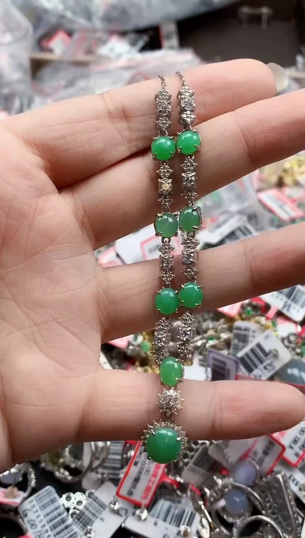 银S925镶嵌戒指翡翠天然A货缅甸翡翠