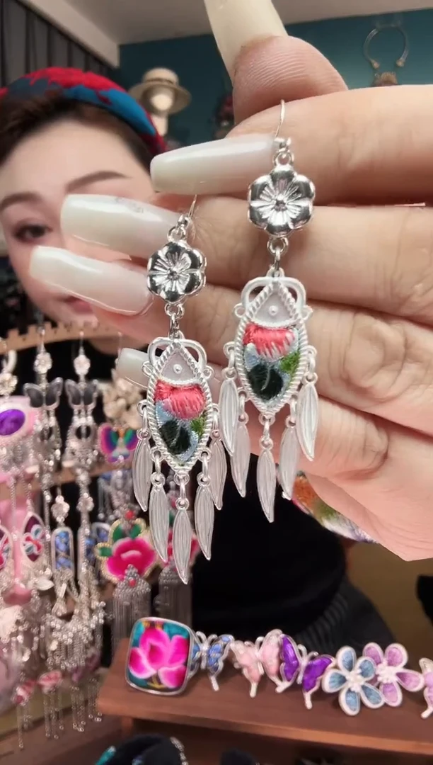 刺绣纯手工民族风刺绣耳环