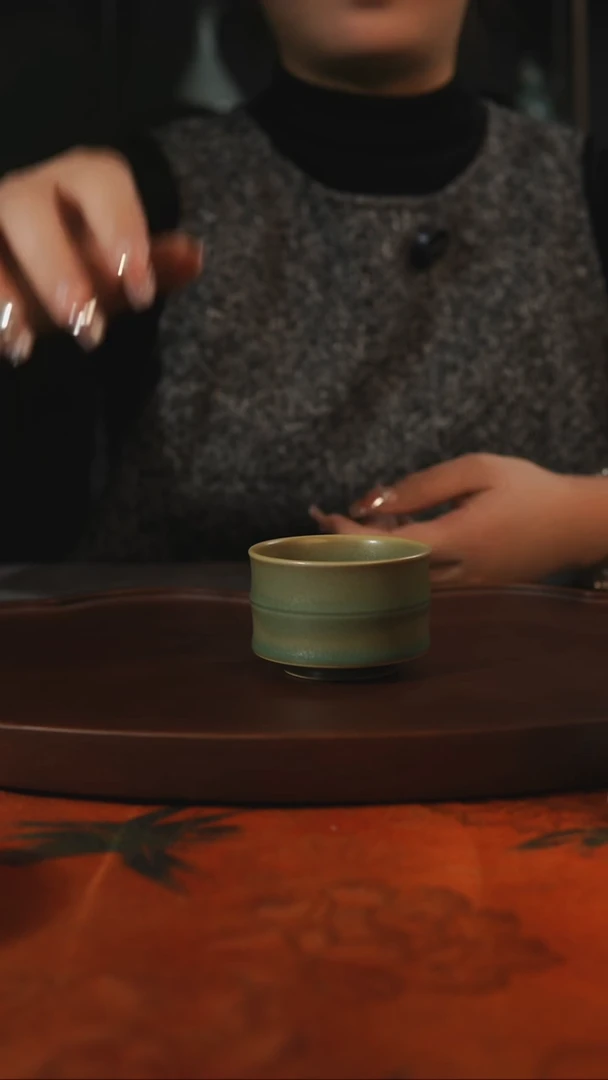 杯子军柴烧小竹节杯  汝州原产地原矿仿古老釉