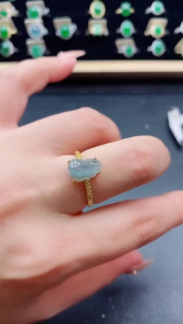 银S925镶嵌戒指翡翠1