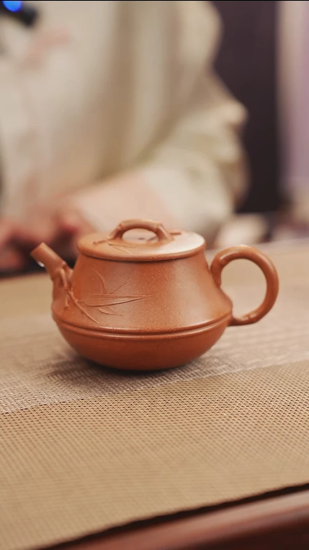 原矿黄降坡竹节紫砂壶16