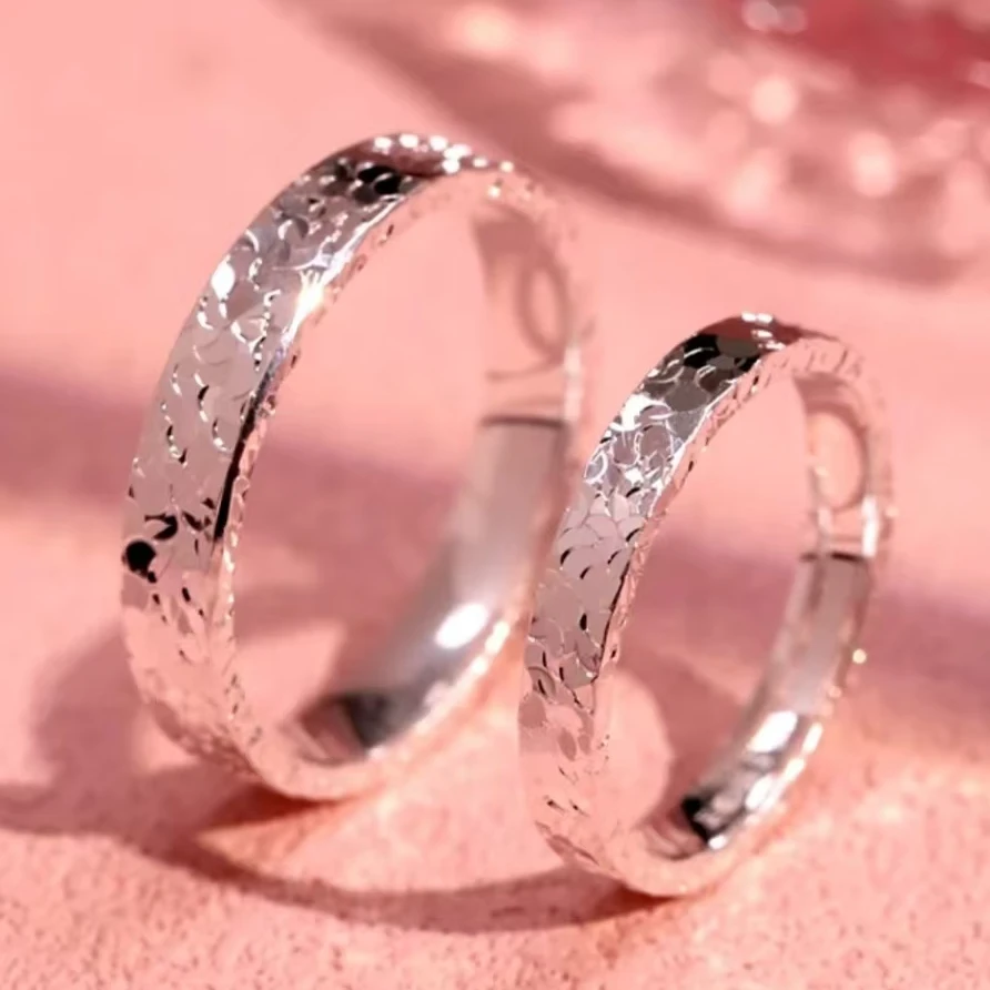 足银戒指 三面碎冰冰戒指999纯银闭口戒指轻奢小众高级感