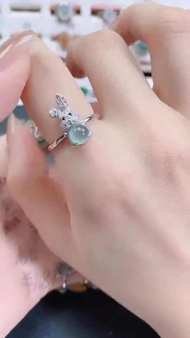 银S925镶嵌戒指翡翠天然翡翠