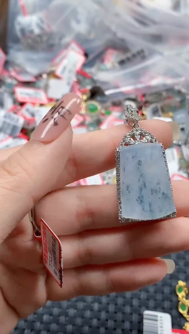 银S925镶嵌戒指翡翠天然A货缅甸翡翠