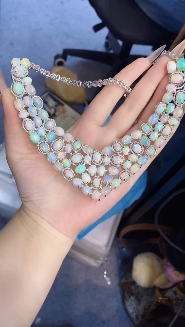 银S925镶嵌欧泊项链楚楚珠宝中古甄选不退换