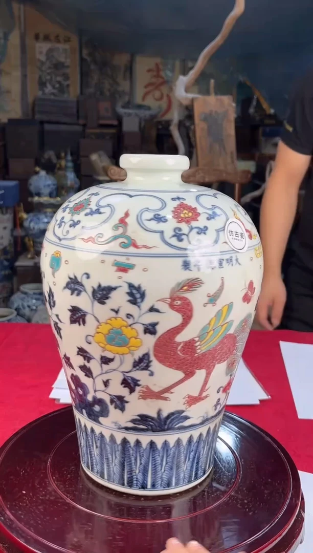 摆件K285青花龙纹斗笠杯