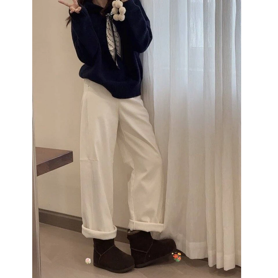 Y.M | 梧桐裤 冬日加绒水洗牛仔棉 韩版显瘦百搭款休闲裤7759