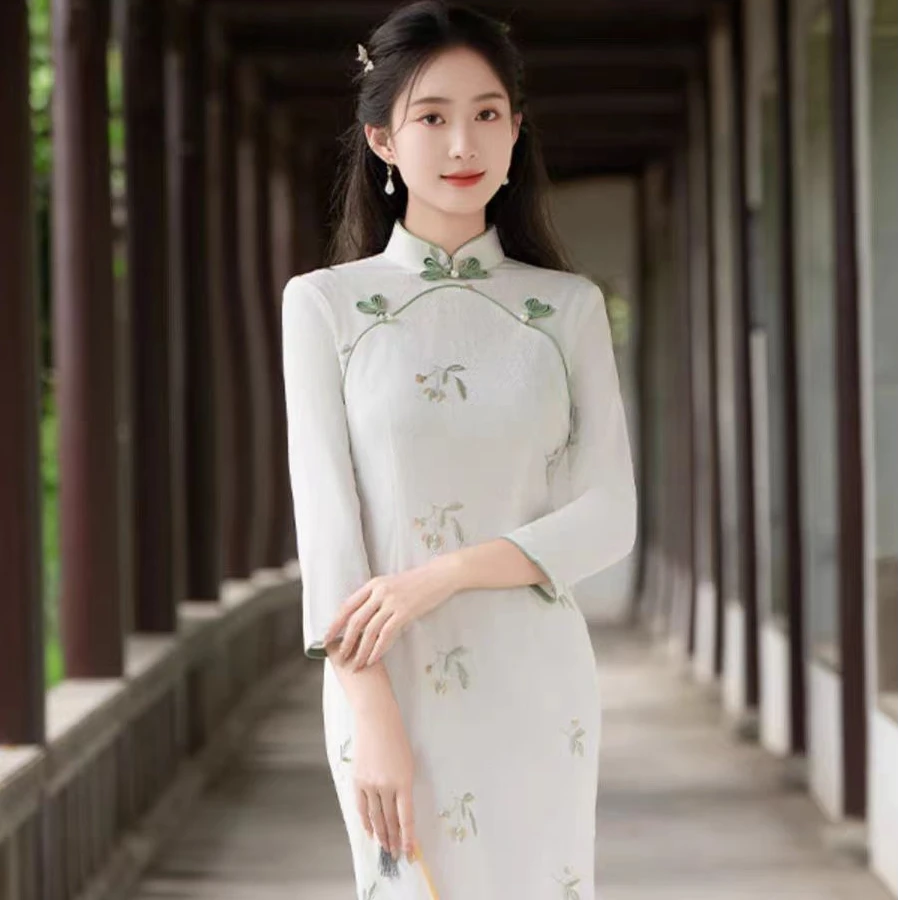 恬子梦 T741 春夏新款 一朵花 裙长115 修身旗袍