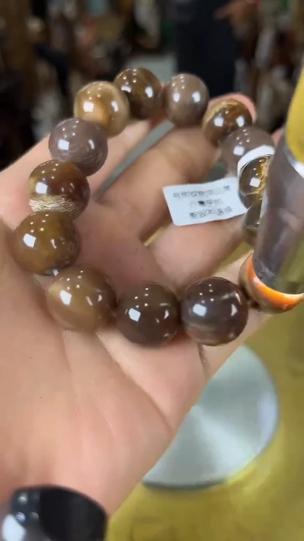 未镶嵌珠宝奇石硅化玉缅甸天然树化玉手串