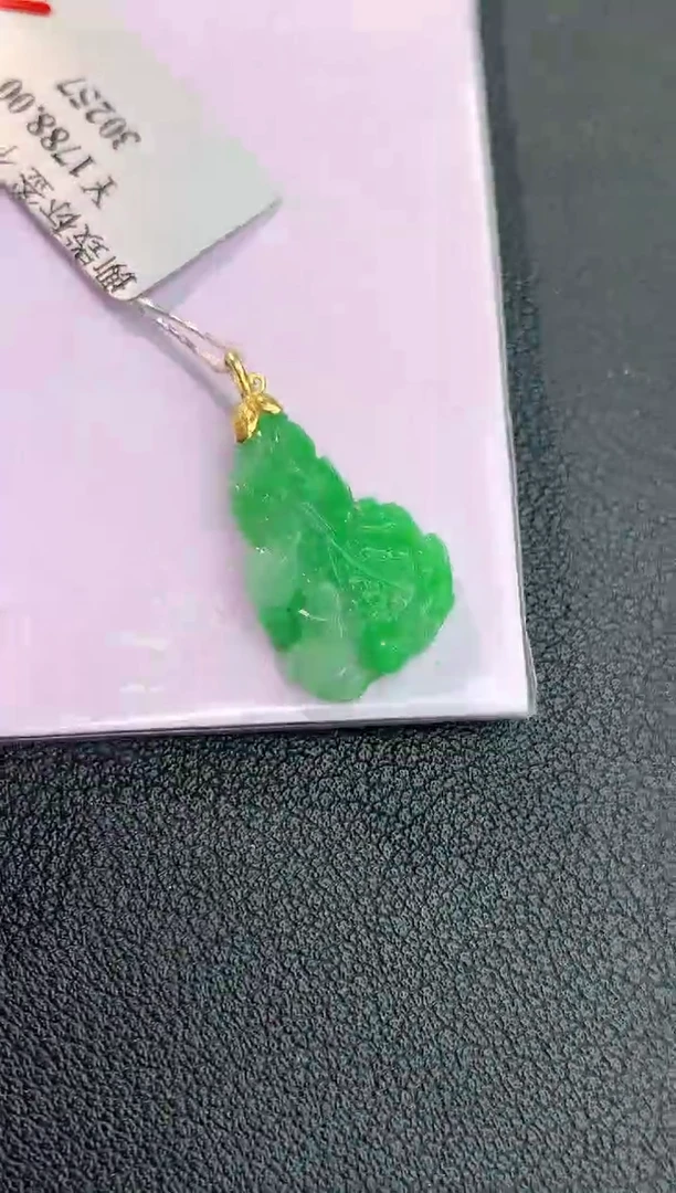 颈饰18K金镶嵌翡翠赠礼盒 丁丁