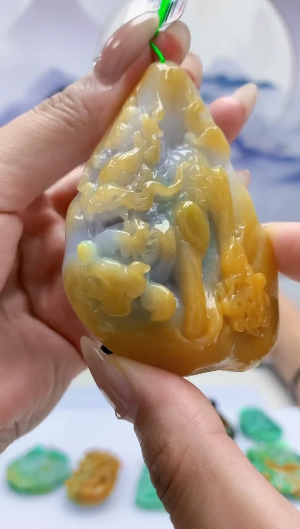 定制翡翠未镶嵌5124MM-毛货挂件114