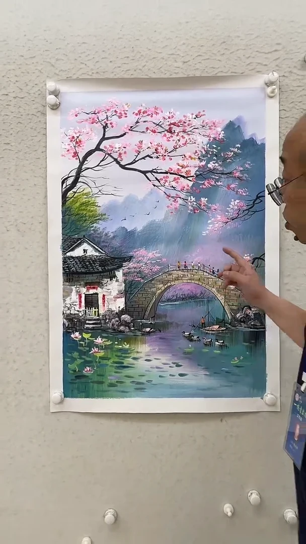 油画油画-水乡-60-90厘米-麻布