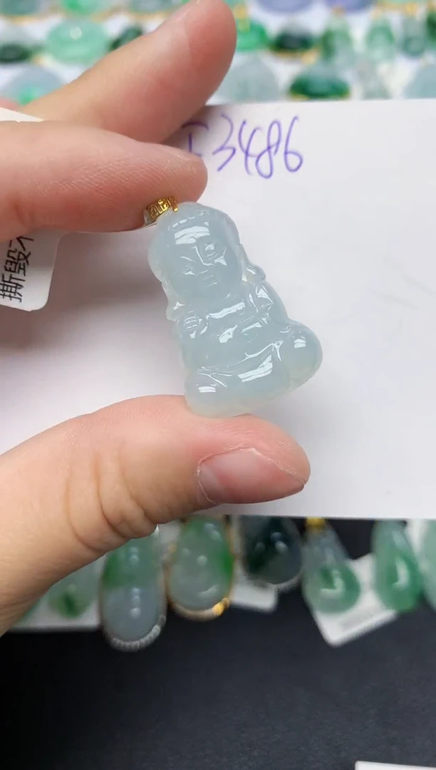 颈饰18K金镶嵌翡翠 天然缅甸A货翡翠百元以上9元证书费自理