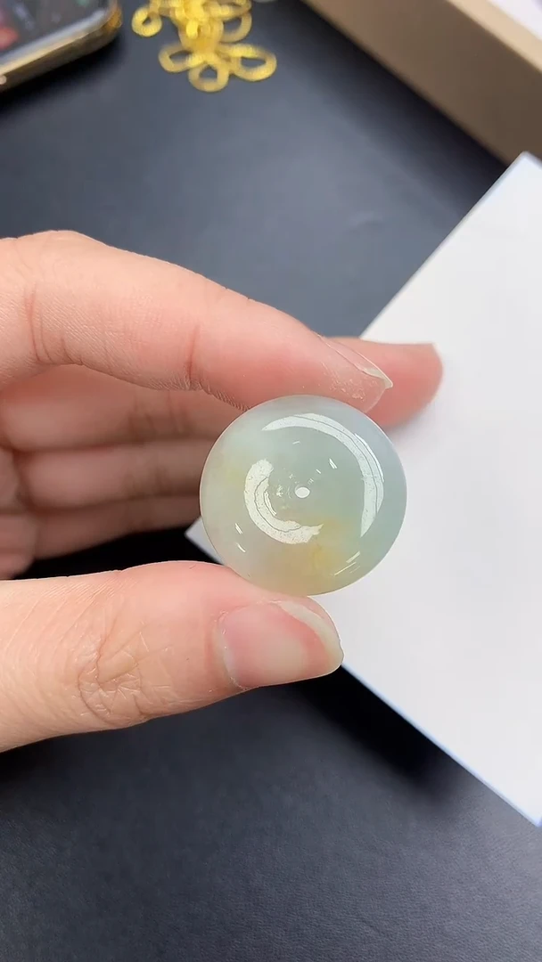 颈饰18K金镶嵌翡翠天然缅甸A货百元以上9元证书费自理