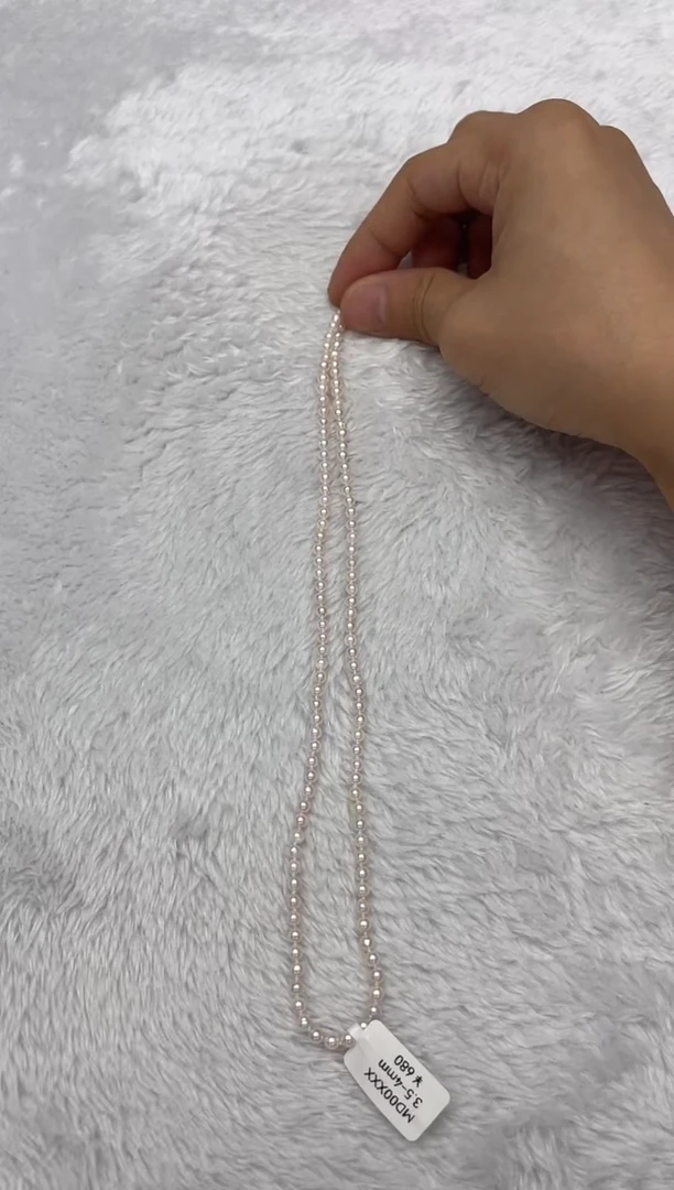 海水珍珠银S925镶嵌项链AK3.5-4mm