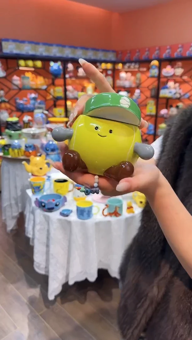 瓷片@@绿色网球微笑陶瓷杯